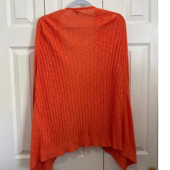 J Jill Coral Linen Blend Open Front Waterfall Cardigan Size XL Petite - Picture 3 of 6